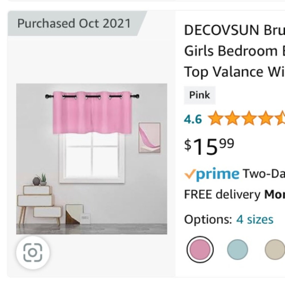 Set of two pink valances never used perfect for nursery